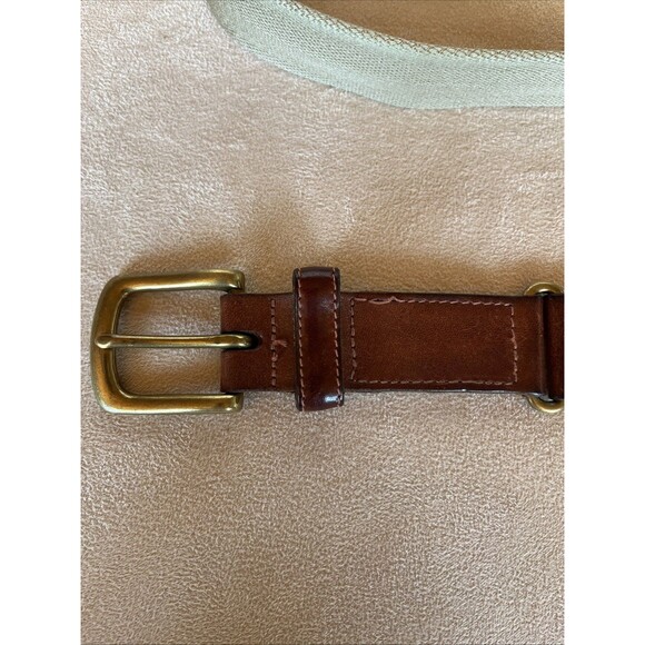 Polo Ralph Lauren Men’s Leather, Brass, and Canvas Belt, Size 38” Made In USA - Picture 4 of 13